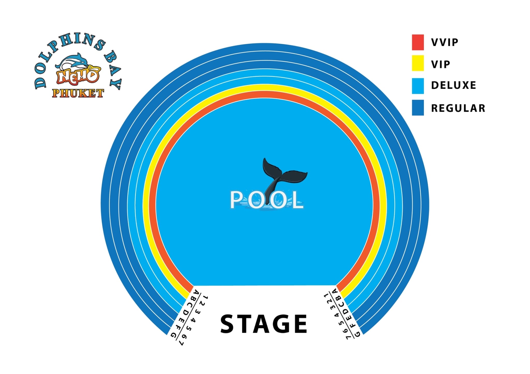 Seating plan for the dolphin show in Phuket